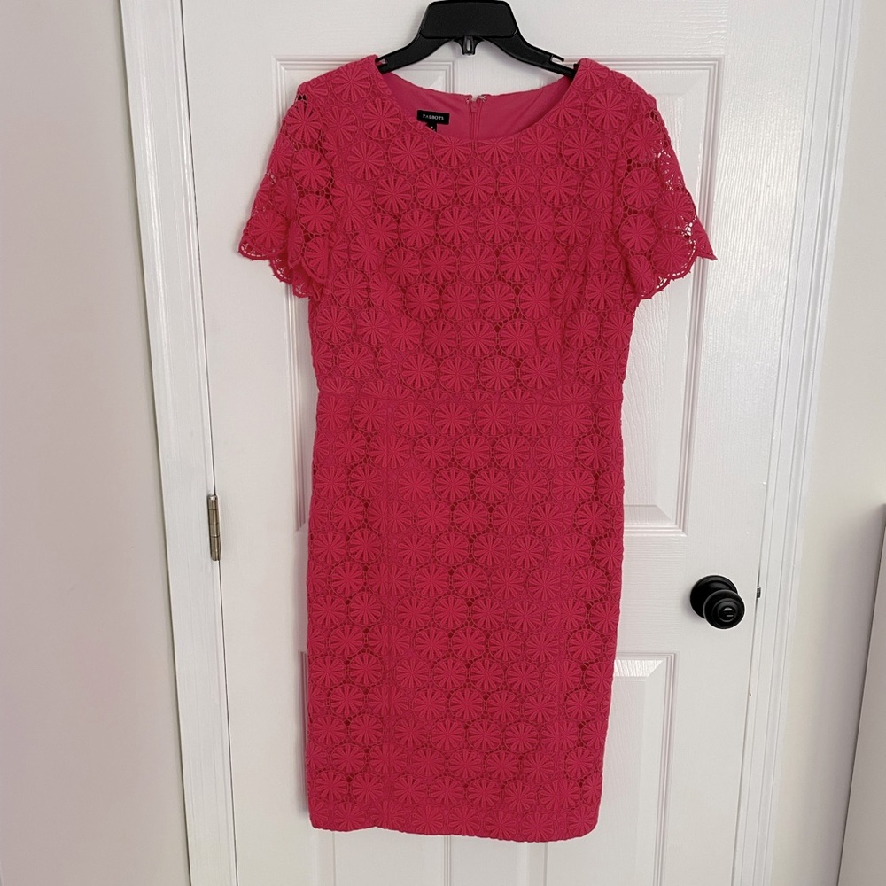 LAST CHANCE Talbots pink lace sheath dress 8